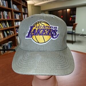 UltraGame Los Angeles Lakers NBA LA Hat Olive Green Snapback Flat Brim OS